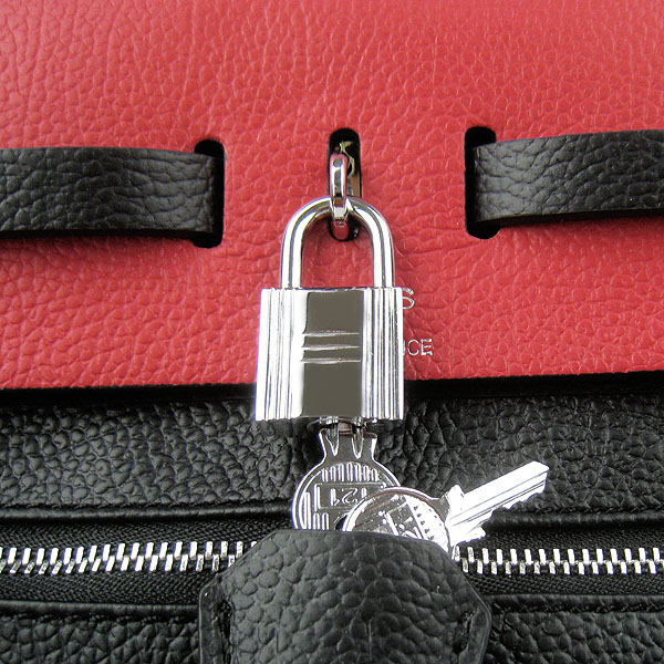 7A Replica Hermes Black/Red Kelly 32cm Togo Leather Bag 60667 - Click Image to Close